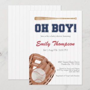 Oh Boy Baseball Baby shower Invitation Kaart
