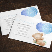 Oh Boy Bear & The Bee Baby shower Invitation