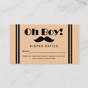 Oh Boy Black Mustache Baby Luier Raffle Ticket Informatiekaartje