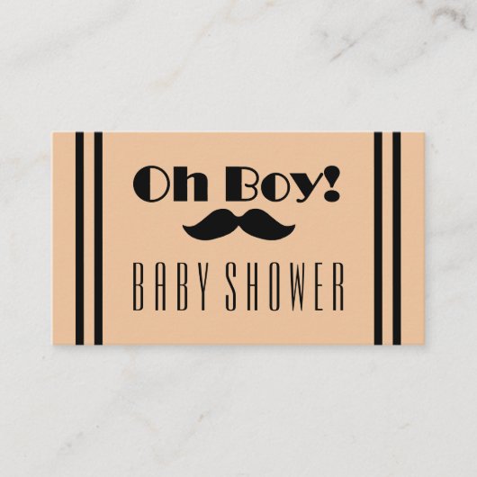 Oh Boy Black Mustache Baby shower Invitation de bi (Devant)