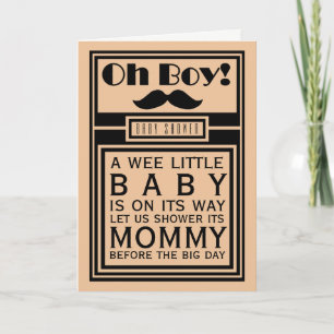 Oh Boy Black Mustache Baby shower Uitnodiging