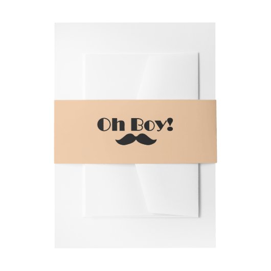 Oh Boy Black Mustache Baby shower Uitnodigingen Wikkel (Voorkant Voorbeeld)