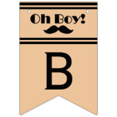Oh Boy Black Mustache Baby shower Vlaggetjes (Derde vlag)