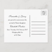 Oh Boy Black Mustache New Baby Girl aankondiging (Achterkant)