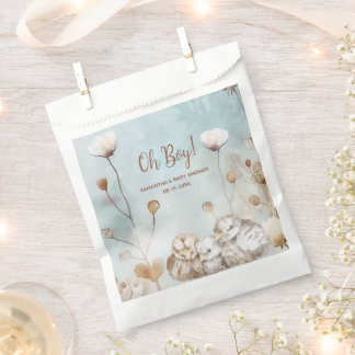 Oh Boy! blauw waterverf baby shower Bedankzakje