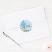 Oh Boy Blauwe Ballon Eucalyptus Cupcake Toppers Ronde Sticker (Envelop)