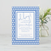 Oh Boy Blue and White Boy Baby shower Invitation (Debout devant)