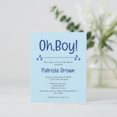 Oh Boy Blue Baby Shower  Invitation (Staand voorkant)