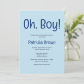 Oh Boy Blue Baby Shower  Invitation (Debout devant)