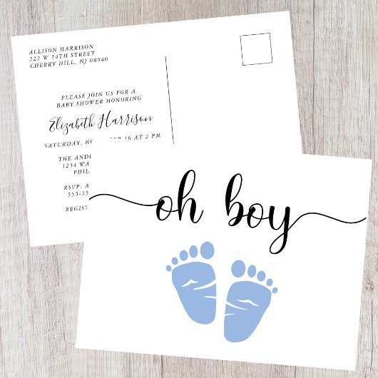 Oh Boy Blue Baby shower Uitnodiging Briefkaart