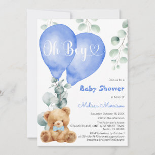 Oh Boy Blue Balloons Schattige Beer Baby Boy Showe Kaart