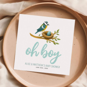 Oh Boy Blue Bird Nest Baby shower Servet
