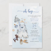 Oh Boy Blue Boho Boy Baby shower Invitation (Devant)