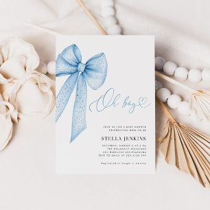 Oh Boy Blue Bow Baby shower Invitation