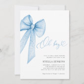 Oh Boy Blue Bow Baby Shower Invitation Kaart (Voorkant)