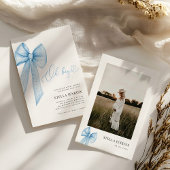 Oh Boy Blue Bow Baby shower Uitnodiging