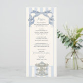 Oh Boy Blue Bow Carousel Baby Shower Menu Card (Debout devant)