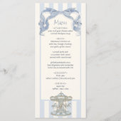 Oh Boy Blue Bow Carousel Baby Shower Menu Card (Devant)