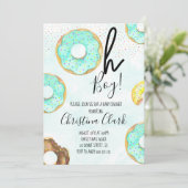 Oh Boy Blue Donut Theme Baby shower Kaart (Staand voorkant)