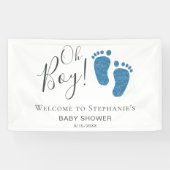 Oh Boy Blue Feet Baby shower Welkom Spandoek (Horizontaal)