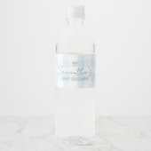 Oh Boy Blue Gingham Baby shower Waterfles Etiket (Voorkant)