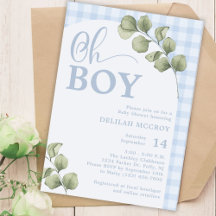 Oh Boy Blue Gingham en GreenGenery Baby shower