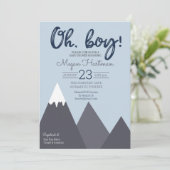 Oh Boy Blue Grey Mountain Baby shower Invitation (Debout devant)
