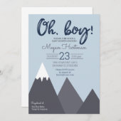 Oh Boy Blue Grey Mountain Baby shower Invitation (Devant / Derrière)