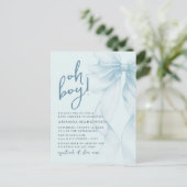 Oh Boy Blue Watercolor Bow Baby Shower Invitation (Debout devant)