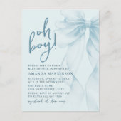 Oh Boy Blue Watercolor Bow Baby Shower Invitation (Devant)