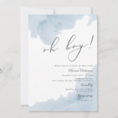 Oh Boy Blue Waterverf Baby shower Uitnodiging (Voorkant)