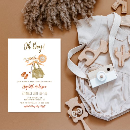 Oh Boy Boho Baby shower Invitation