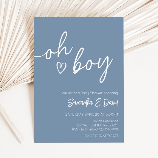 Oh Boy Boho minimalistisch Baby shower Kaart