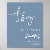 Oh Boy Boho Minimalistisch Baby shower Welkom Poster (Voorkant)