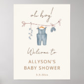 Oh Boy boho waterverf babykleding welkomstbord Poster (Voorkant)