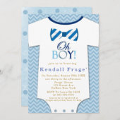 Oh Boy Bow Cravate Bodysuit Baby Shower Invitation (Devant / Derrière)