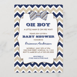 OH BOY Bowtie baby shower/marjoor bruin chevron Kaart