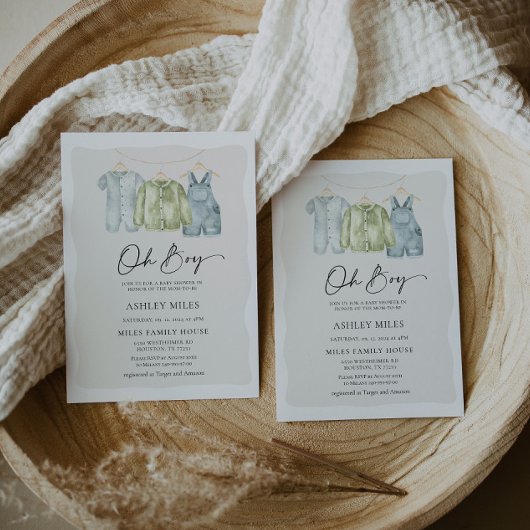 Oh Boy Clothes Baby shower Invitation