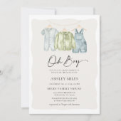 Oh Boy Clothes Baby shower Uitnodiging (Voorkant)