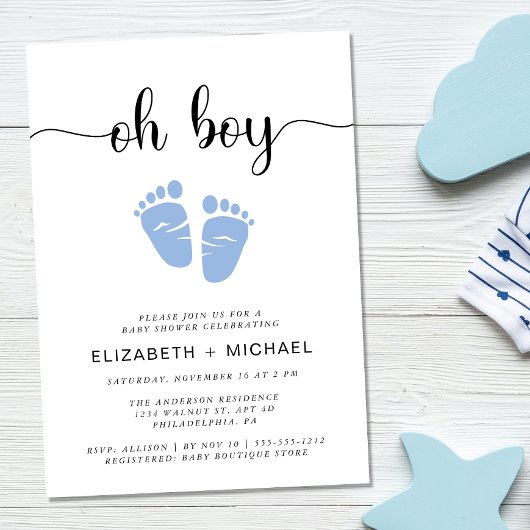 Oh Boy Couples Baby shower Kaart