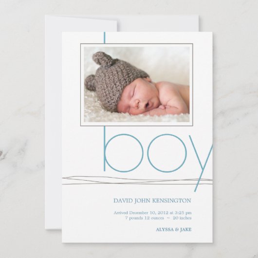 Oh Boy Custom Photo Faire-part de naissance (Devant)