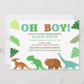 Oh Boy Cute Dinosaur Baby shower Invitation (Devant)