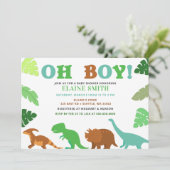 Oh Boy Cute Dinosaur Baby shower Invitation (Debout devant)