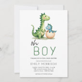 Oh Boy Dinosaur Schattigee Baby Boy Shower Kaart (Voorkant)