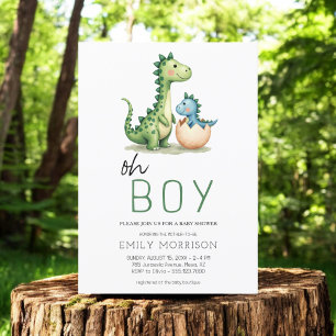 Oh Boy Dinosaur Schattigee Baby Boy Shower Kaart