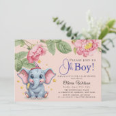 Oh Boy Elephant Baby Shower Invitation (Debout devant)