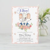 Oh Boy Elephant Baby Shower Invitation (Debout devant)