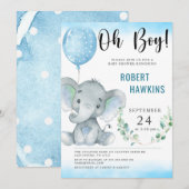 Oh Boy Elephant Baby shower Kaart (Voorkant / Achterkant)
