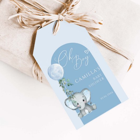 Oh Boy Elephant Boy Balloon Baby shower Cadeaulabel