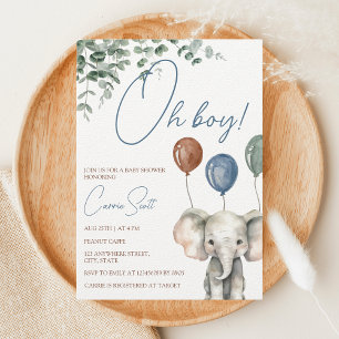 Oh Boy Elephant Little Peanut Baby shower Kaart